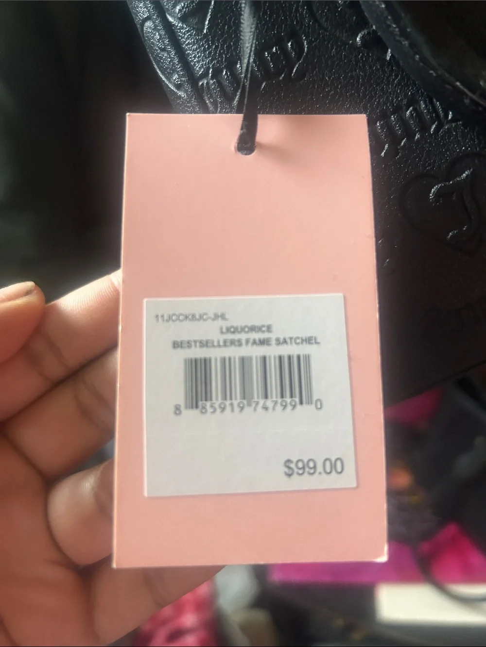 Juicy Couture Black Embossed Satchel with Heart Charm
